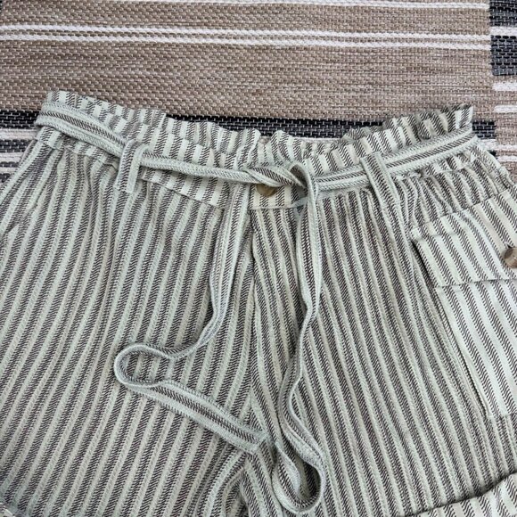 Free People One Harriet Striped Shorts Pockets Relaxed Fit Green Brown Sz Large - Picture 5 of 14